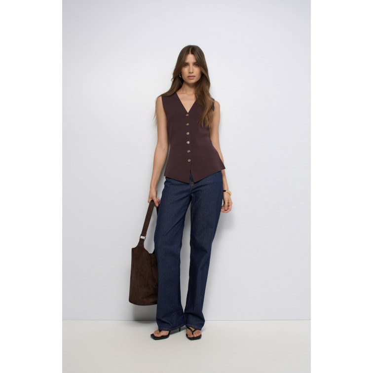 t-shirt femme  salsa jeans knit vest wth metal buttons
