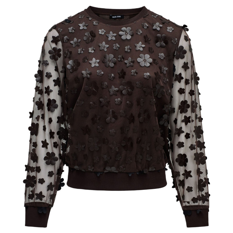 sweat-shirt femme  salsa jeans sweatshirt with 3d flowers