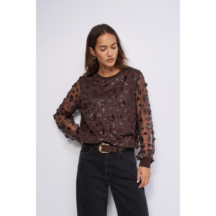 sweat-shirt femme  salsa jeans sweatshirt with 3d flowers
