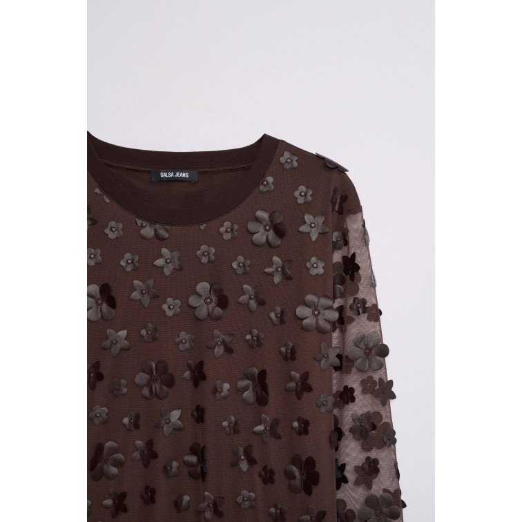 sweat-shirt femme  salsa jeans sweatshirt with 3d flowers