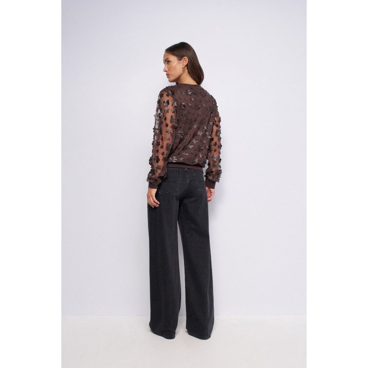 sweat-shirt femme  salsa jeans sweatshirt with 3d flowers