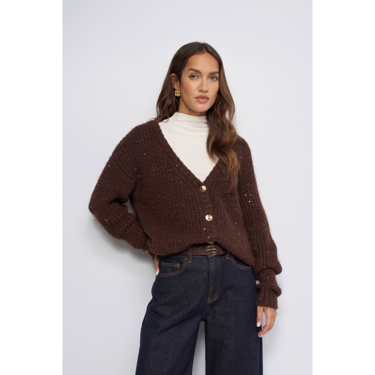  salsa jeans knit cardigan with sequins