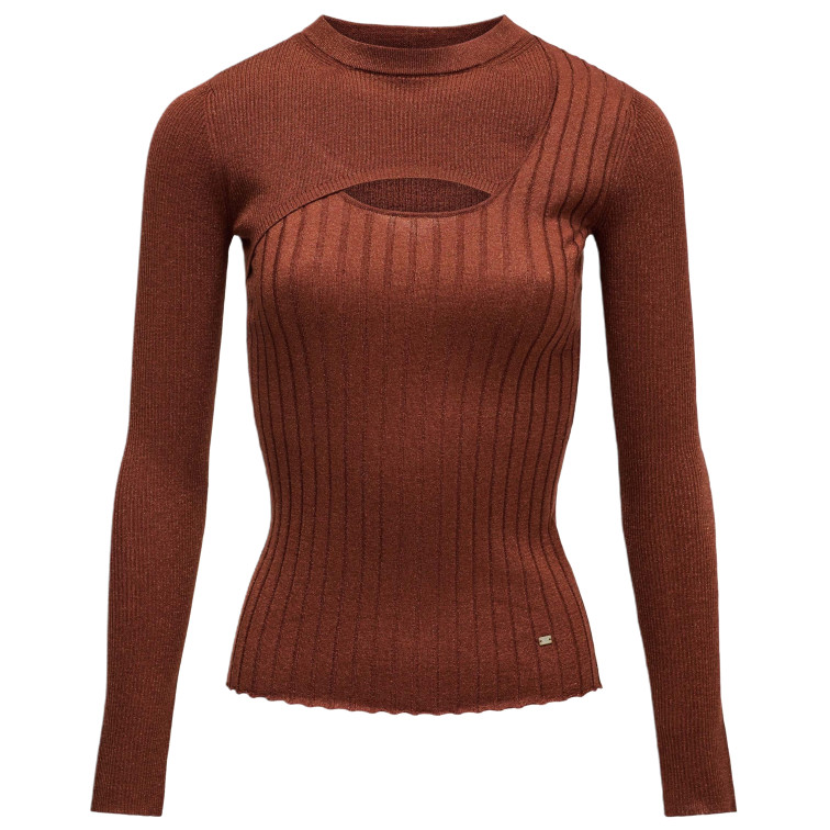 t-shirt femme  salsa jeans lurex knit long sleeve w/ fron
