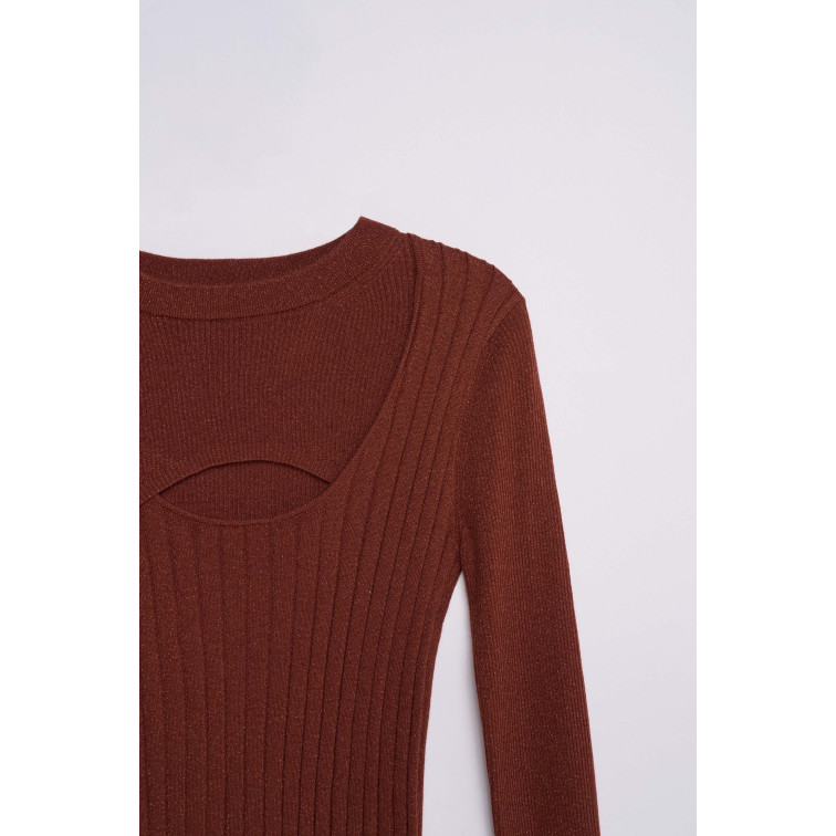 t-shirt femme  salsa jeans lurex knit long sleeve w/ fron