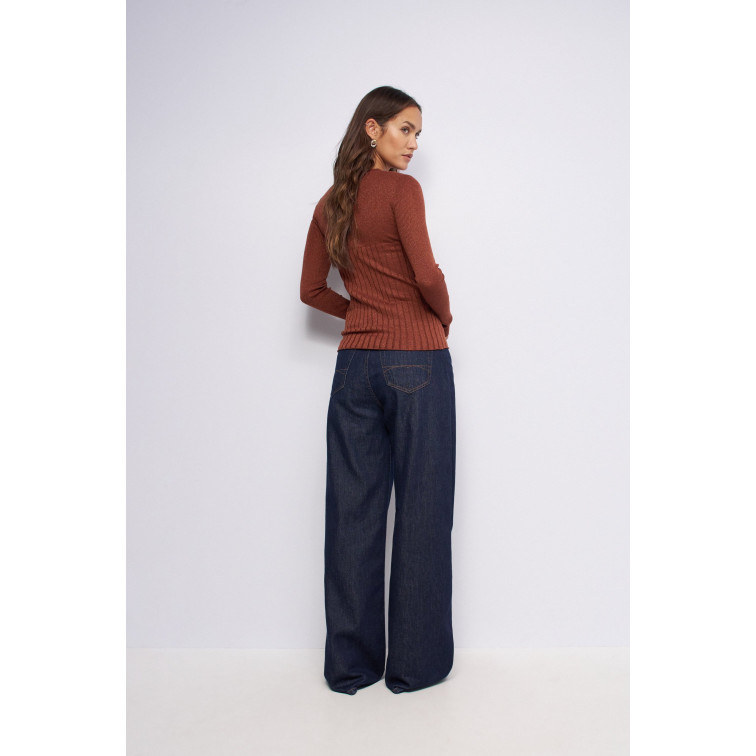 t-shirt femme  salsa jeans lurex knit long sleeve w/ fron