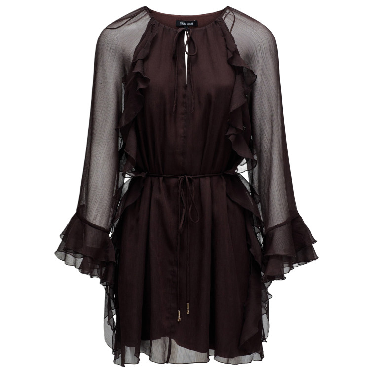 robe femme  salsa jeans dress with ruffle details