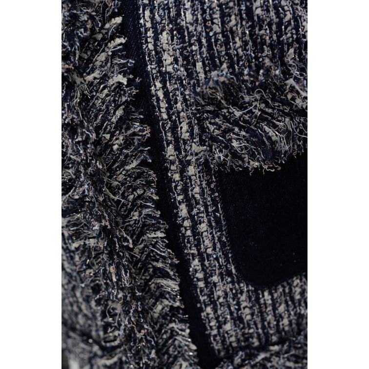 manteau femme  salsa jeans tweed jacket with fringes