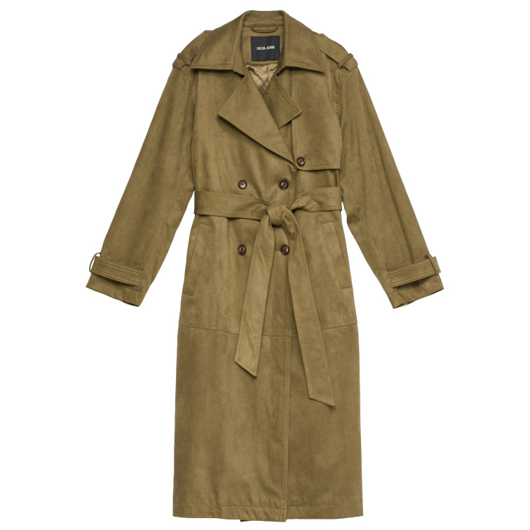 manteau femme  salsa jeans fake suede long trench coat