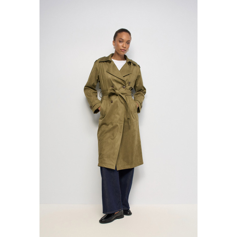 manteau femme  salsa jeans fake suede long trench coat