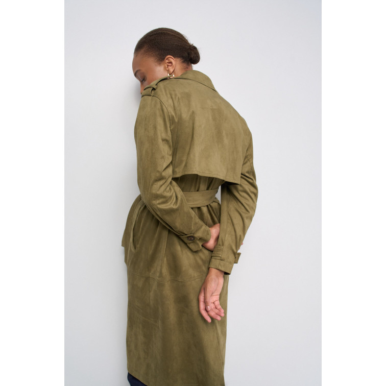 manteau femme  salsa jeans fake suede long trench coat