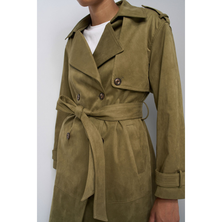 manteau femme  salsa jeans fake suede long trench coat