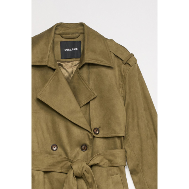 manteau femme  salsa jeans fake suede long trench coat