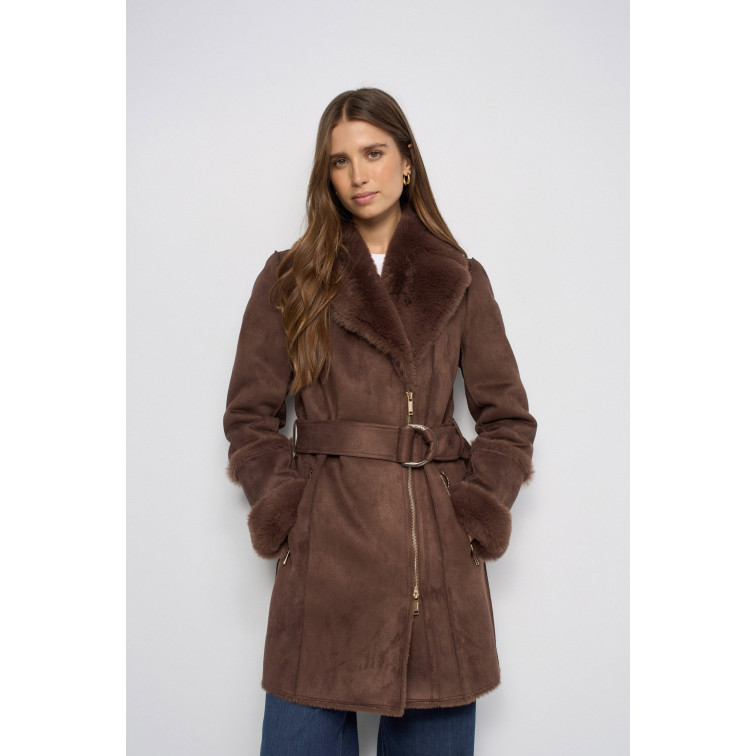 manteau femme  salsa jeans diana long shearling coat