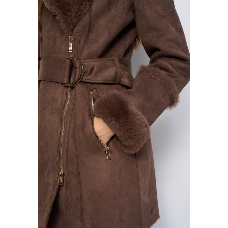 manteau femme  salsa jeans diana long shearling coat