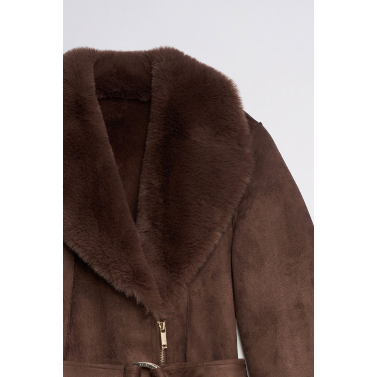 manteau femme  salsa jeans diana long shearling coat