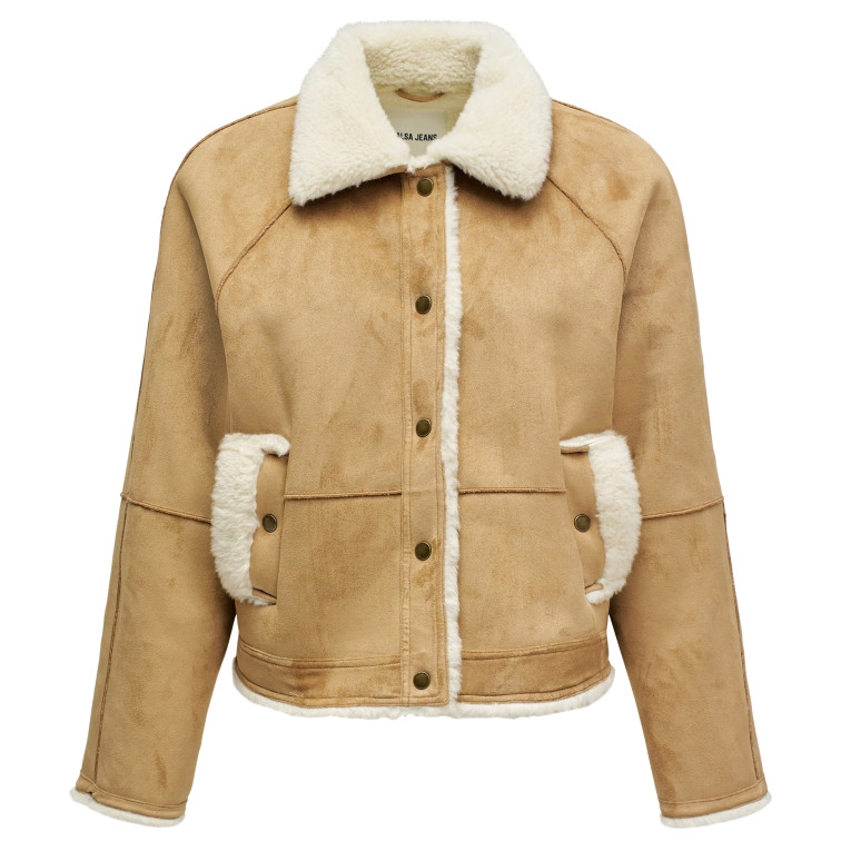 manteau femme  salsa jeans fake suede short shearling