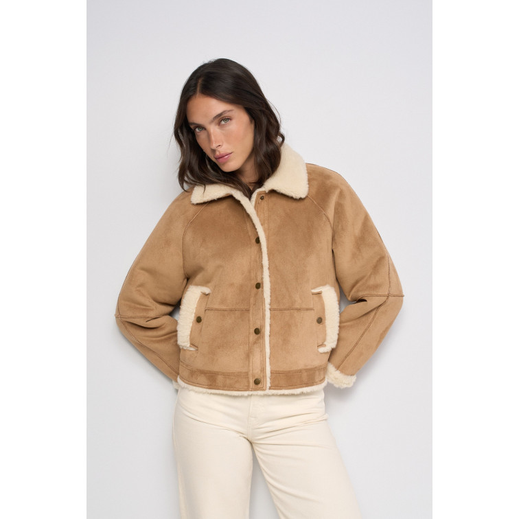 manteau femme  salsa jeans fake suede short shearling