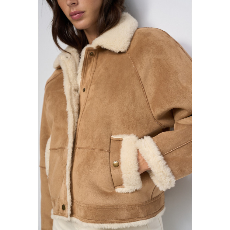 manteau femme  salsa jeans fake suede short shearling