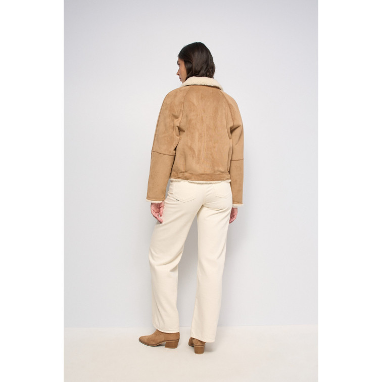 manteau femme  salsa jeans fake suede short shearling