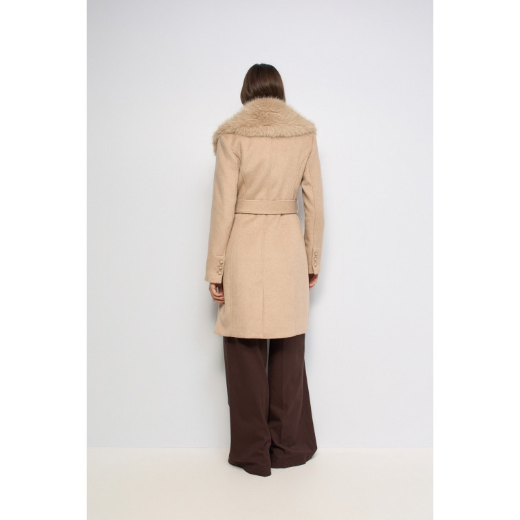 manteau femme  salsa jeans grace wool coat with fur