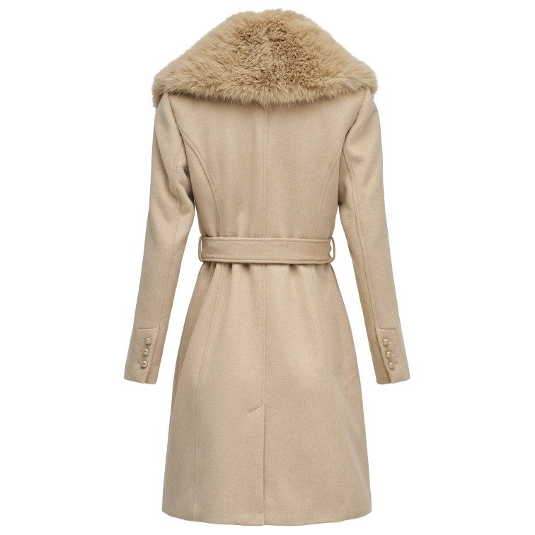 manteau femme  salsa jeans grace wool coat with fur