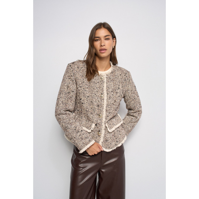 manteau femme  salsa jeans tweed wool jacket w/ padded li