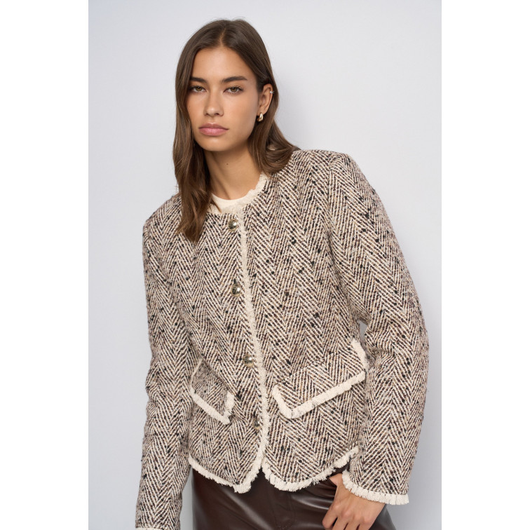 manteau femme  salsa jeans tweed wool jacket w/ padded li