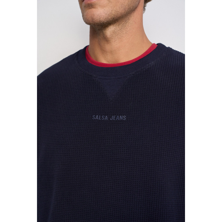 sweat-shirt homme  salsa jeans soft waffle fleece w/ 3d print