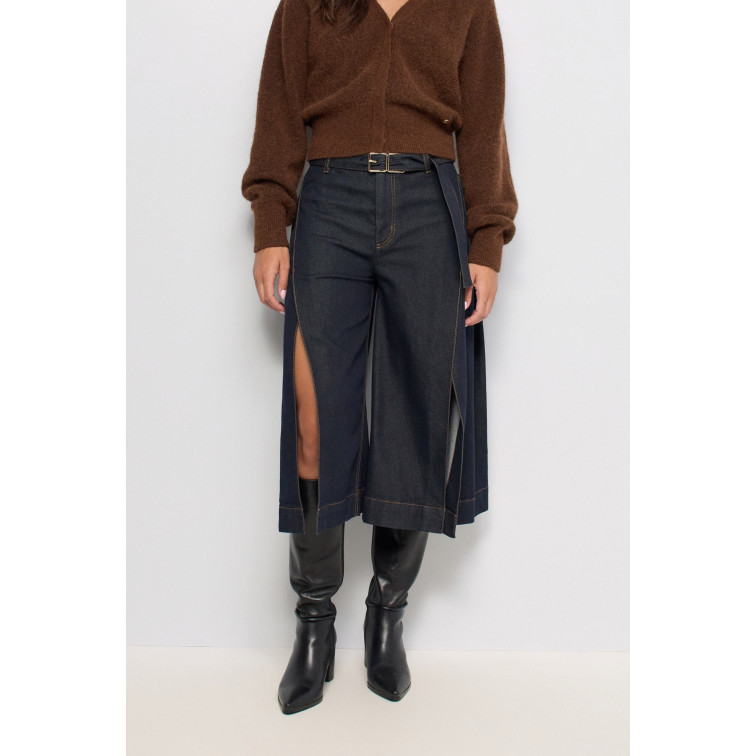 pantalon femme  salsa jeans chino cropped wide w/ side det