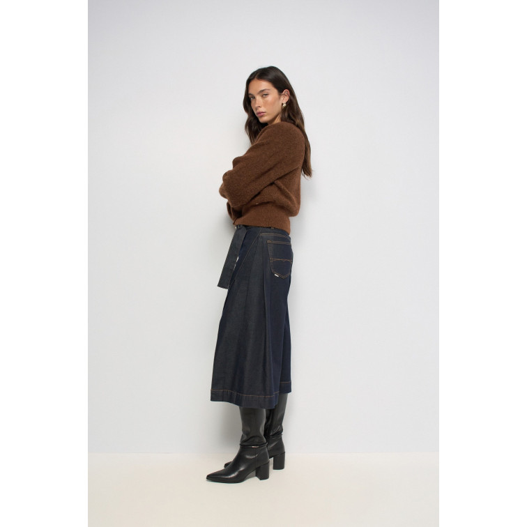 pantalon femme  salsa jeans chino cropped wide w/ side det