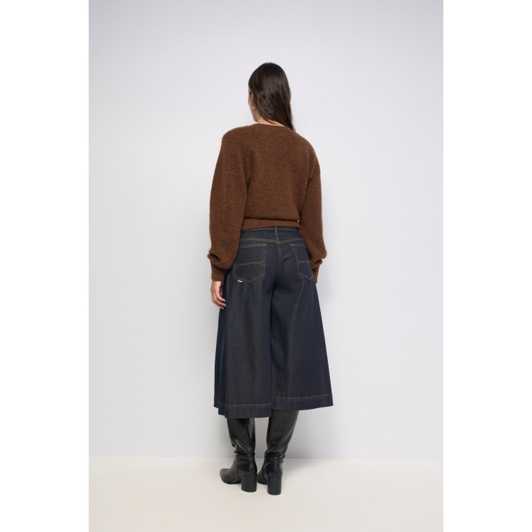 pantalon femme  salsa jeans chino cropped wide w/ side det