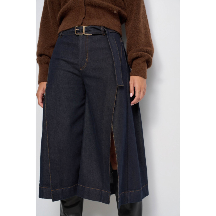 pantalon femme  salsa jeans chino cropped wide w/ side det