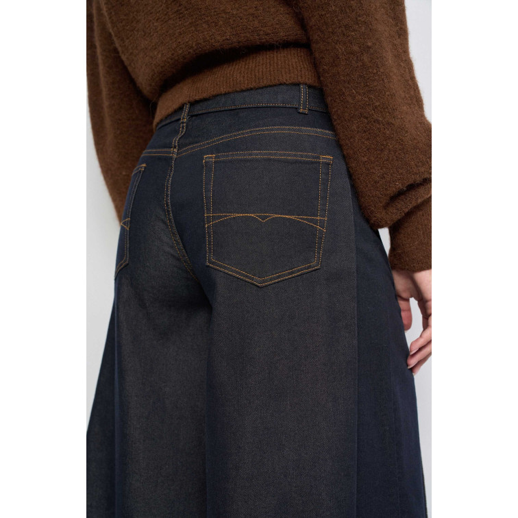 pantalon femme  salsa jeans chino cropped wide w/ side det