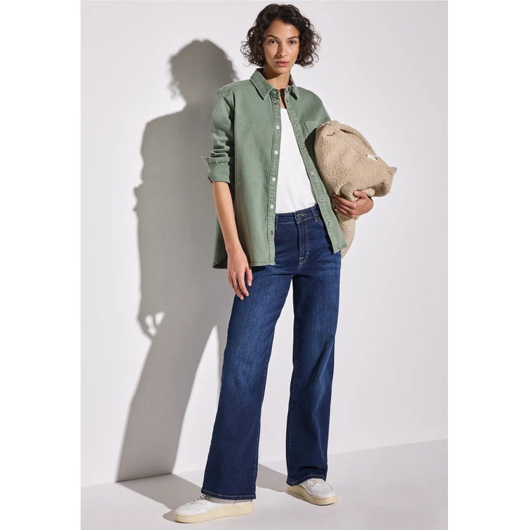manteau femme  street style denim-overshirt,colored