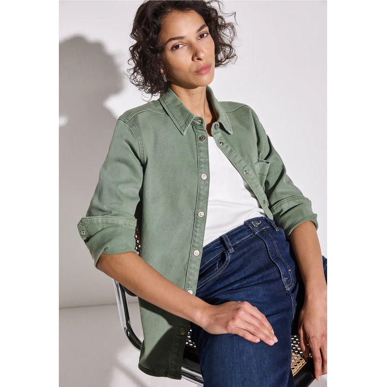 manteau femme  street style denim-overshirt,colored