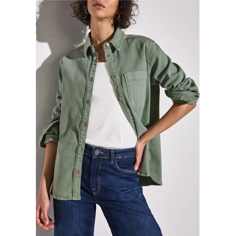 manteau femme  street style denim-overshirt,colored