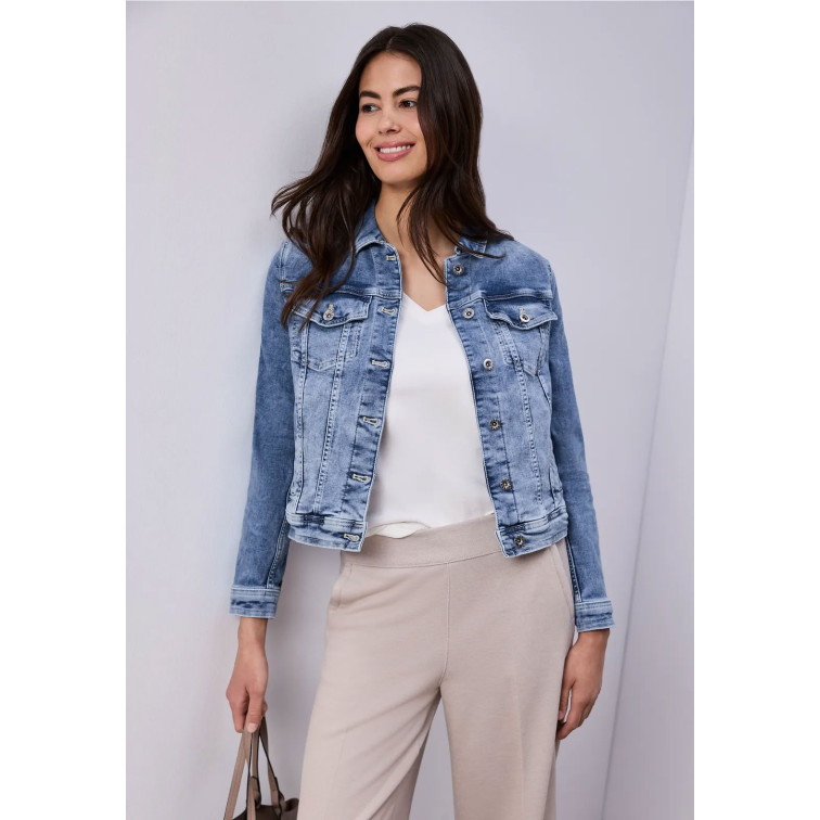 femme qr style jacket,mid blue washe 17790