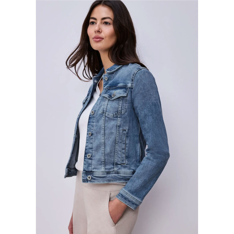 femme qr style jacket,mid blue washe 17790