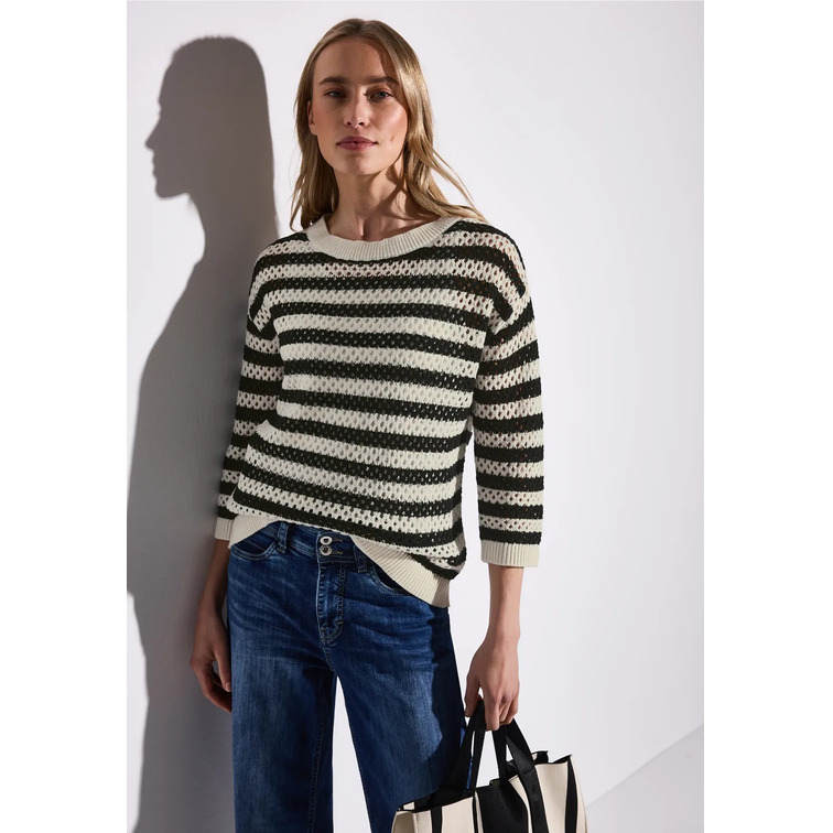 maillot femme  street cosy striped mesh sweater