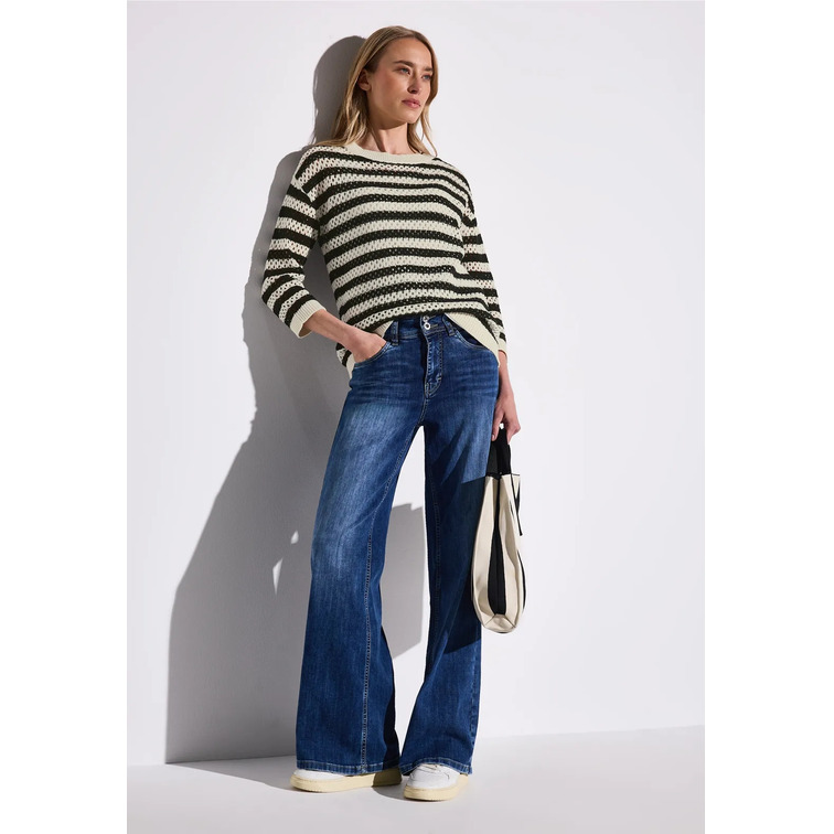 maillot femme  street cosy striped mesh sweater