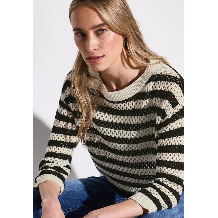 maillot femme  street cosy striped mesh sweater