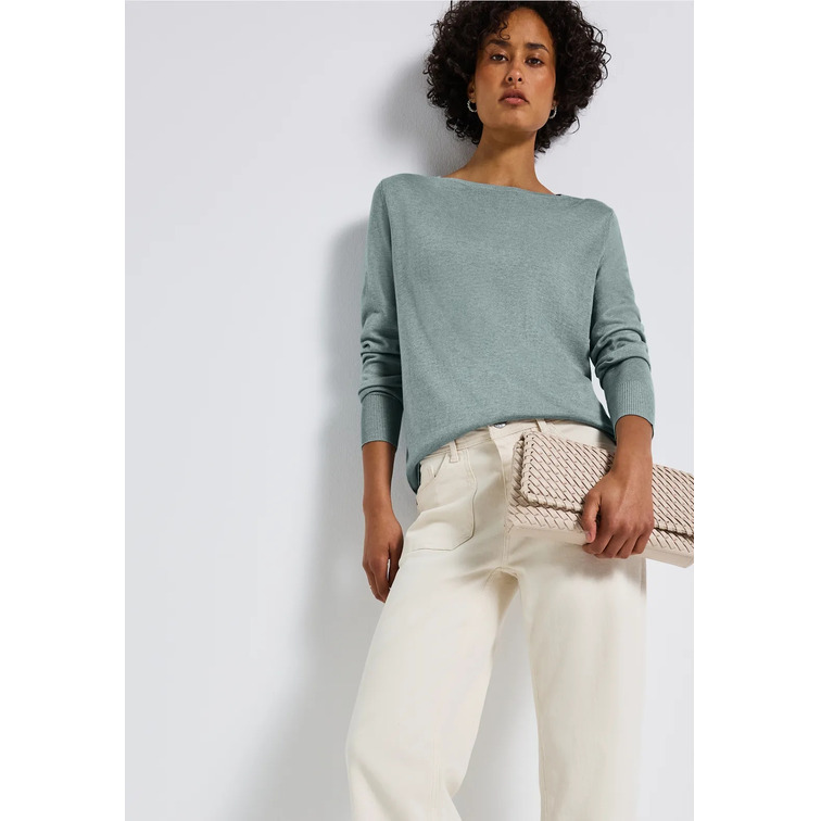 t-shirt femme  street qr_basic rounded u-boat neck