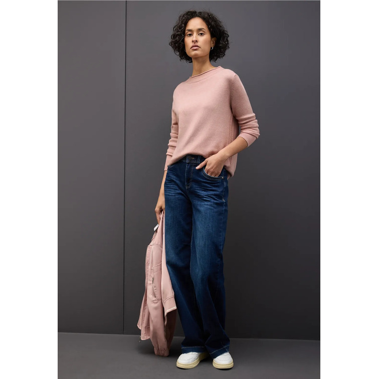 maillot femme  street qr_rolled edge collar sweater