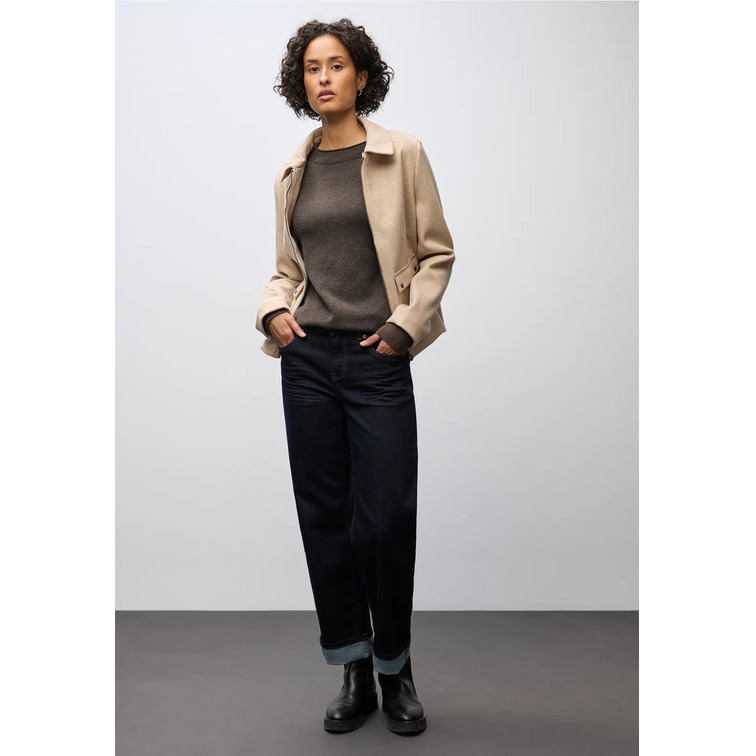 maillot femme  street qr_rolled edge collar sweater