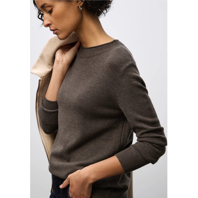 maillot femme  street qr_rolled edge collar sweater