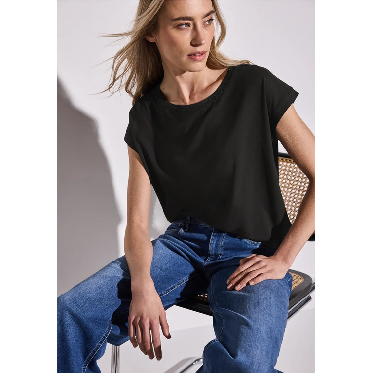 t-shirt femme  street shirt w.deco neckline tape