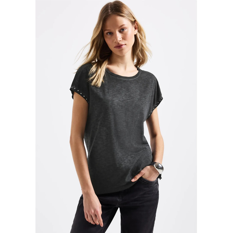 t-shirt femme  street washed shirt w.metal rivets