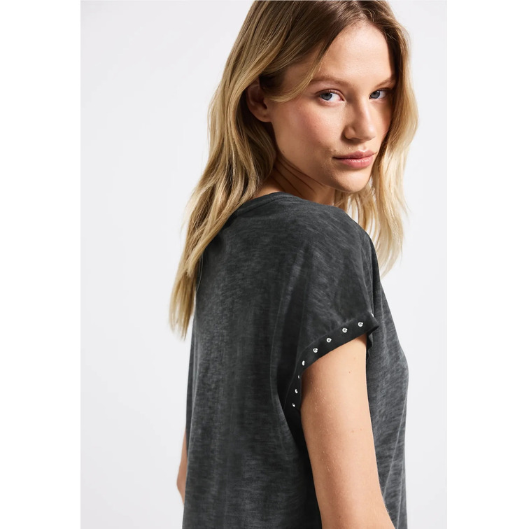 t-shirt femme  street washed shirt w.metal rivets