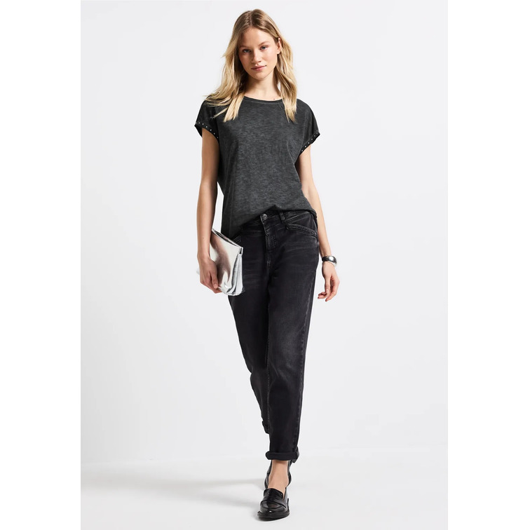 t-shirt femme  street washed shirt w.metal rivets