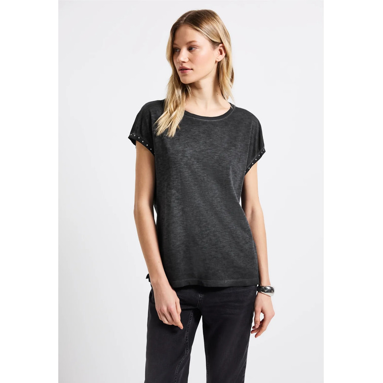 t-shirt femme  street washed shirt w.metal rivets